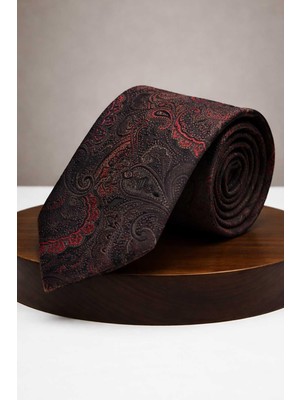 Kravatkolik Siyah - Kırmızı Şal Kravat