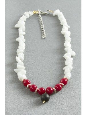 Renklime Ceyt Sedef Kırık Doğaltaş Kolye