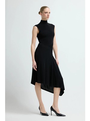 Adl Örme Büzgülü Elbise Siyah 12445865000