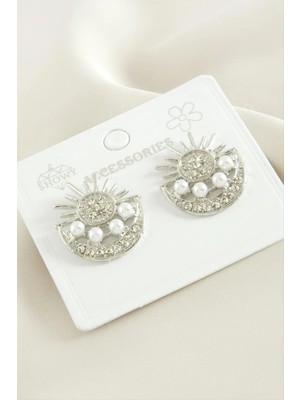 Renklime Yıldız Taşlı Metal Küpe