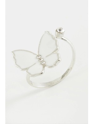 Renklime Kelebek Taşlı Mineli Yüzük