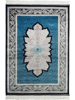 Kilim Co. Klasik Desenli Mavi Renk Bambu Halı