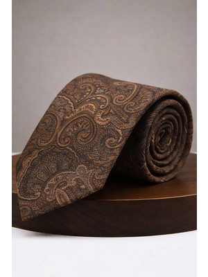 Kravatkolik Kahverengi - Bej Şal Kravat