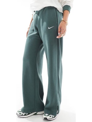 Nike Phoenix Fleece Wide High Rise Sweatpants Kadın Yüksek Bel Yırtmaçlı Geniş Paça Eşofman Altı Yeşil