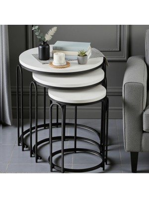 3' Lü Siyah Siyah Ayak Lenka Metal Sehpa Takımı Sedaş-Zigon-Sehpa