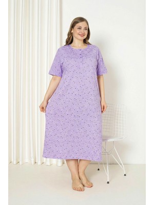 Seboteks %100 Pamuklu Kısa Kollu Büyük Beden Anne Geceliği 586