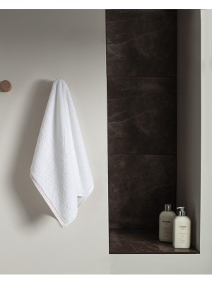 Madame Coco Angelise %100 Pamuk Yüz Havlusu - Beyaz/pudra - 50X70 cm