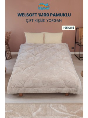 Uysal Yorgan Welsoft Akfil Midye Desen Çift Kişilik Yorgan BEJ
