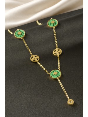 Renklime Çiçek Sedef Çelik Kolye