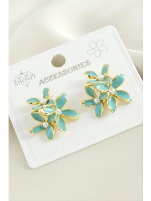 Renklime Çiçek Mineli Küpe