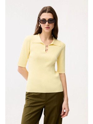 Adl Aksesuarlı Trıko Bluz Sarı 11546624000