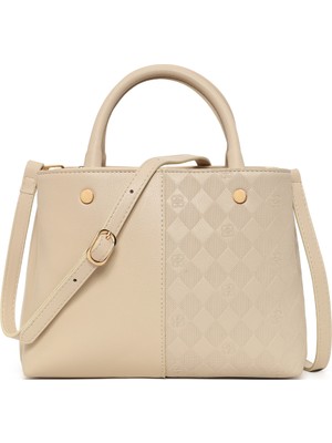 Derimod Kadın Krem Uzun Askılı Baskılı Klasik Kol Çantası 26PBD200018