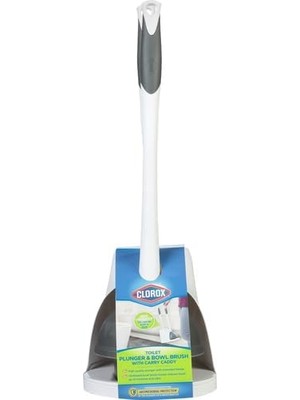 Skygo Clorox Tuvalet Pompası ve Kase Fırçası Kombo Seti, Yardımcılı, Beyaz/gri
