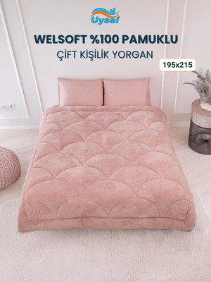 Uysal Yorgan Welsoft Akfil Midye Desen Çift Kişilik Yorgan PUDRA