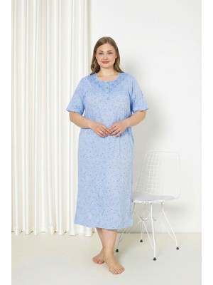 Seboteks %100 Pamuklu Kısa Kollu Büyük Beden Anne Geceliği 586