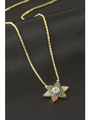 Renklime Yıldız Zirkon Taşlı Kolye