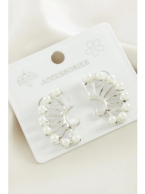 Renklime Oval Inci Metal Küpe