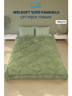 Uysal Yorgan Welsoft Akfil Midye Desen Çift Kişilik Yorgan YEŞİL