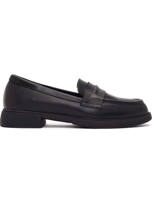Derimod Kadın Siyah Deri Maskülen Loafer 26PFD180418