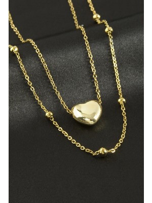 Renklime Kalp Ikili Çelik Kolye