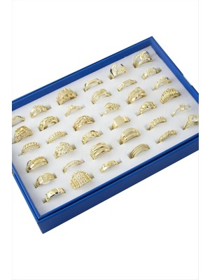 Renklime Xuping Karışık Lüks Zirkon Taşlı Çelik Yüzük 1 Adet