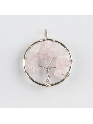 Renklime Pembe Kuvars Doğaltaş Kolye Ucu