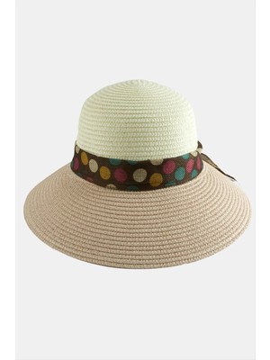 Renklime Benekli Fiyonglu Hasır Şapka