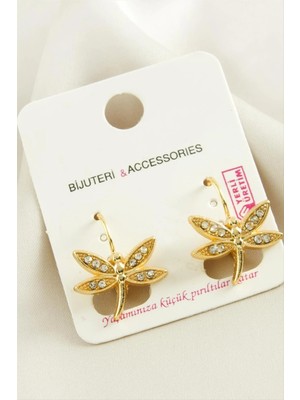 Renklime Yusufçuk Taşlı Klipsi Küpe