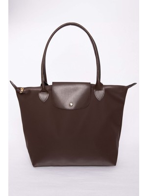 DMC Deri Kapaklı El & Omuz Çantası Kahve