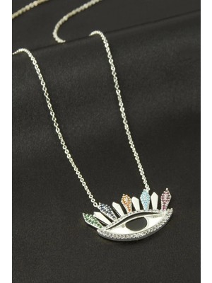 Renklime Göz Zirkon Taşlı Kolye