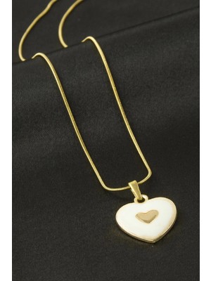 Renklime Kalp Mineli Kolye