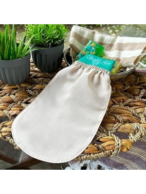 Skygo Otantik Kese Banyo Kesesi, Hamam Kesesi, Duş Kesesi, Vücut Kesesi, Bej Ipek Banyo Kesesi