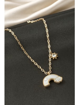 Renklime Gökkuşağı Sedef Çelik Kolye