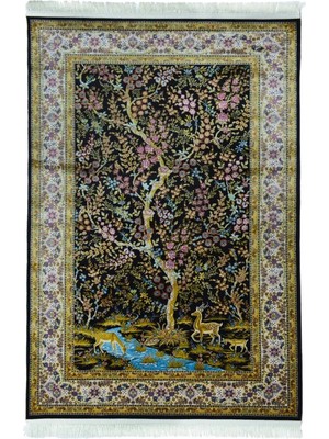 Kilim Co. Hayat Ağacı ve Geyik Tasvirli Bambu Halı