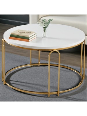 Sedaş Living Units Lenka Beyaz Suntalam Orta Sehpa Yuvarlak Gold Metal - Sedaş-Lenka-Orta-Gold