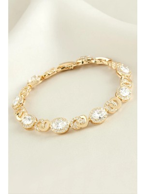 Renklime Xuping Oval Zirkon Taşlı Lüks Çelik Bileklik