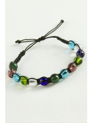 Renklime Cam Boncuk Makrome Ip Bileklik