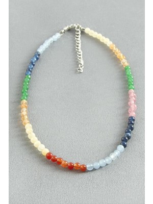 Renklime 4 mm Karışık Doğaltaşlı Kolye