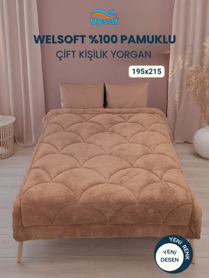 Uysal Yorgan Welsoft Akfil Midye Desen Çift Kişilik Yorgan KAHVERENGİ