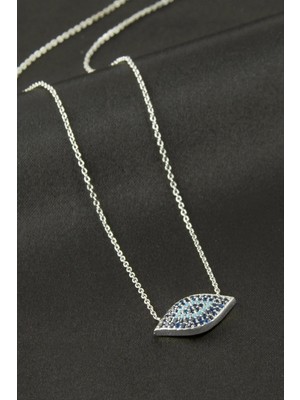 Renklime Oval Nazar Zirkon Taşlı Kolye