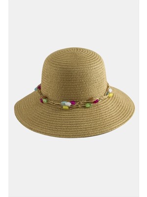 Renklime Renkli Doğaltaşlı Hasır Şapka