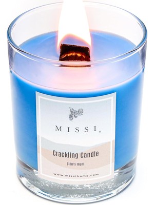 Skygo Ahşap Fitilli Vanilya Sandal Kokulu Mavi Craklıng Vegan Mum (Çıtırtılı Mum)