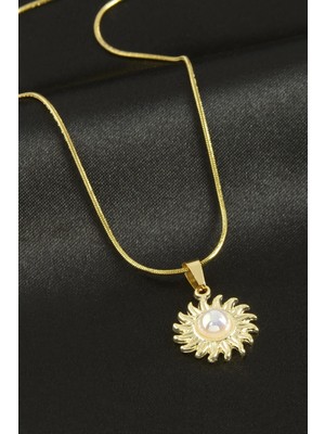 Renklime Çiçek Inci Çelik Kolye