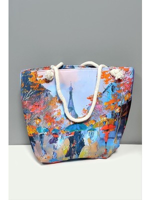 Renklime Desenli Plaj Çantası