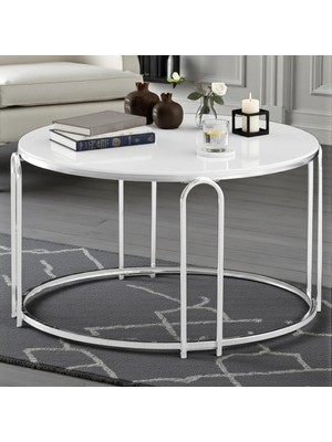 Lenka Orta Sehpa Yuvarlak (Temperi) Cam Gümüş Metal - Sedaş-Lenka-Orta-Gümüş