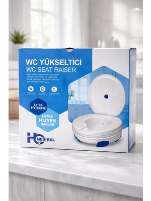 Genel Wc Yükseltici Klozet Yükseltme Aparatı Kapaklı Kaymaz Sabitlemeli Hasta Yaşlı Tuvalet Yükseltici Hijyenik Ergonomik Tasarım