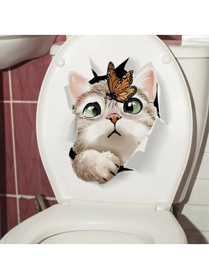 Ecoport Decohandy Klozet Etiketi Kedi Vs Kelebek