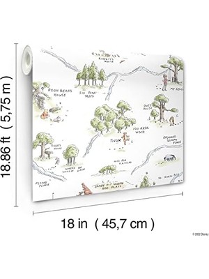 Skygo RMK12440RL Çok Renkli The Pooh 100 Acre Ahşap Harita Soyma ve Yapıştır Duvar Kağıdı