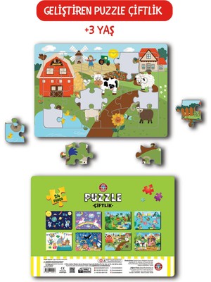 Çocuk Akademi Eğitici Puzzle Çiftlik 24 Parça 3+ Yaş İçin Eğlenceli Tasarım