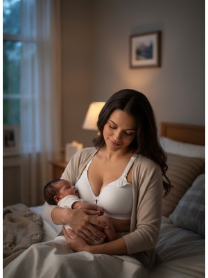 Feenia Mombra Pamuklu Beyaz Emzirme Sütyen